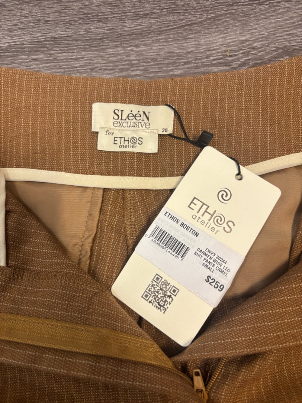 Sloane & Co. Brown Pinstripe Vest and Wide-Leg Pants - Picture 5 of 7